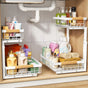 Under Sink Organizer Adjustable Height 2-Tier L-Shape Pull-Out & Slide-Out Thickened Metal Storage Cabinet White 2-Pack